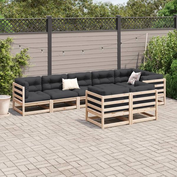 vidaXL 8 Piece Garden Sofa Set Solid Wood Pine