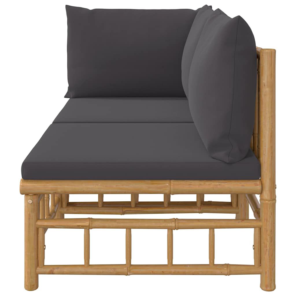 vidaXL 2 Piece Garden Lounge Set with Dark Grey Cushions Bamboo