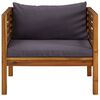 vidaXL Garden Chair with Dark Grey Cushions Solid Acacia Wood