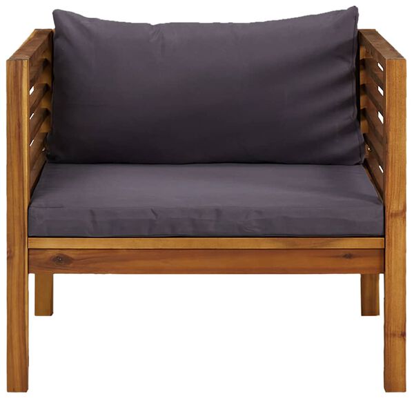 vidaXL Garden Chair with Dark Grey Cushions Solid Acacia Wood