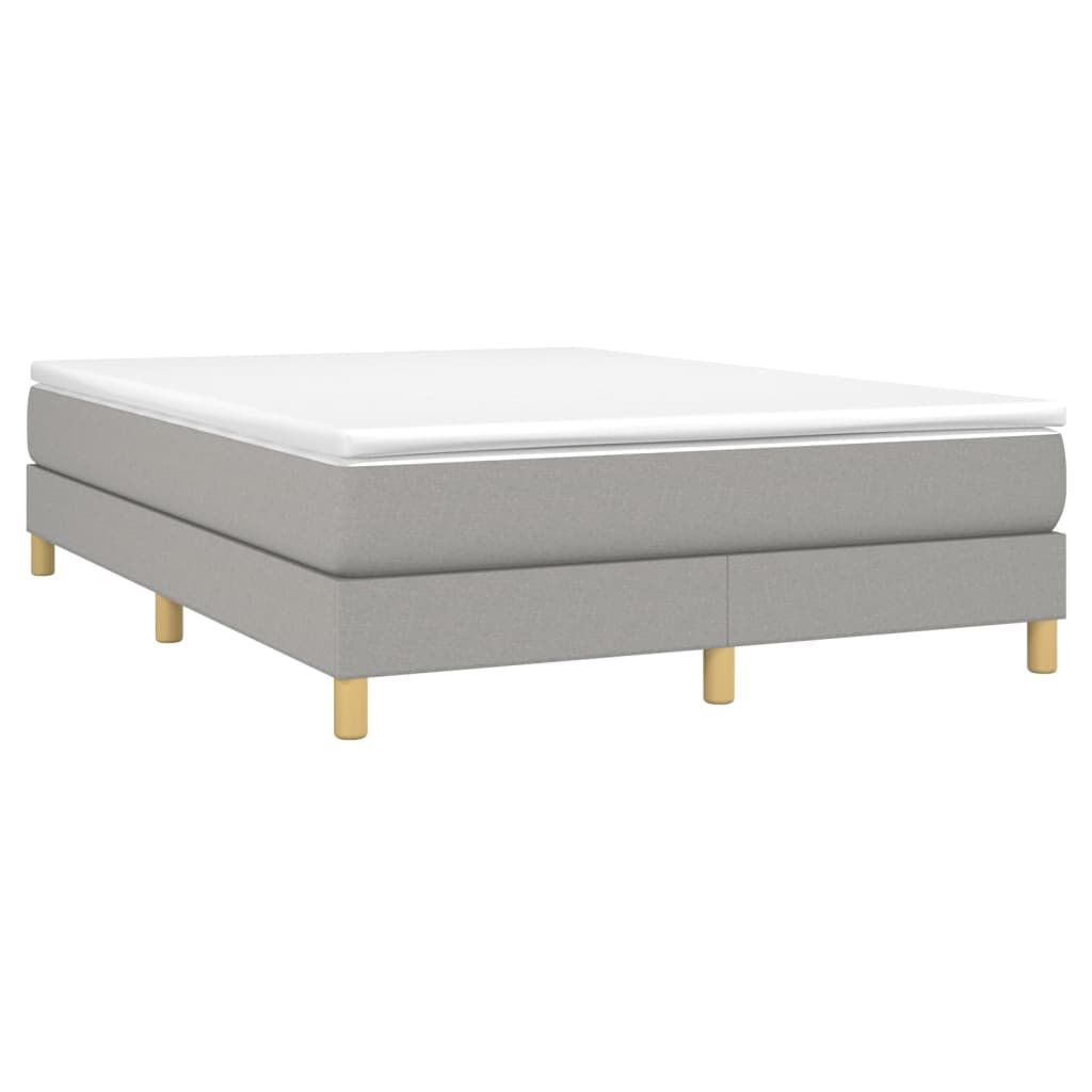 vidaXL Box Spring Bed with Mattress Light Grey 152x203 cm Queen Fabric
