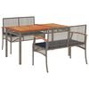 vidaXL 3 Piece Garden Dining Set with Cushions Grey Poly Rattan