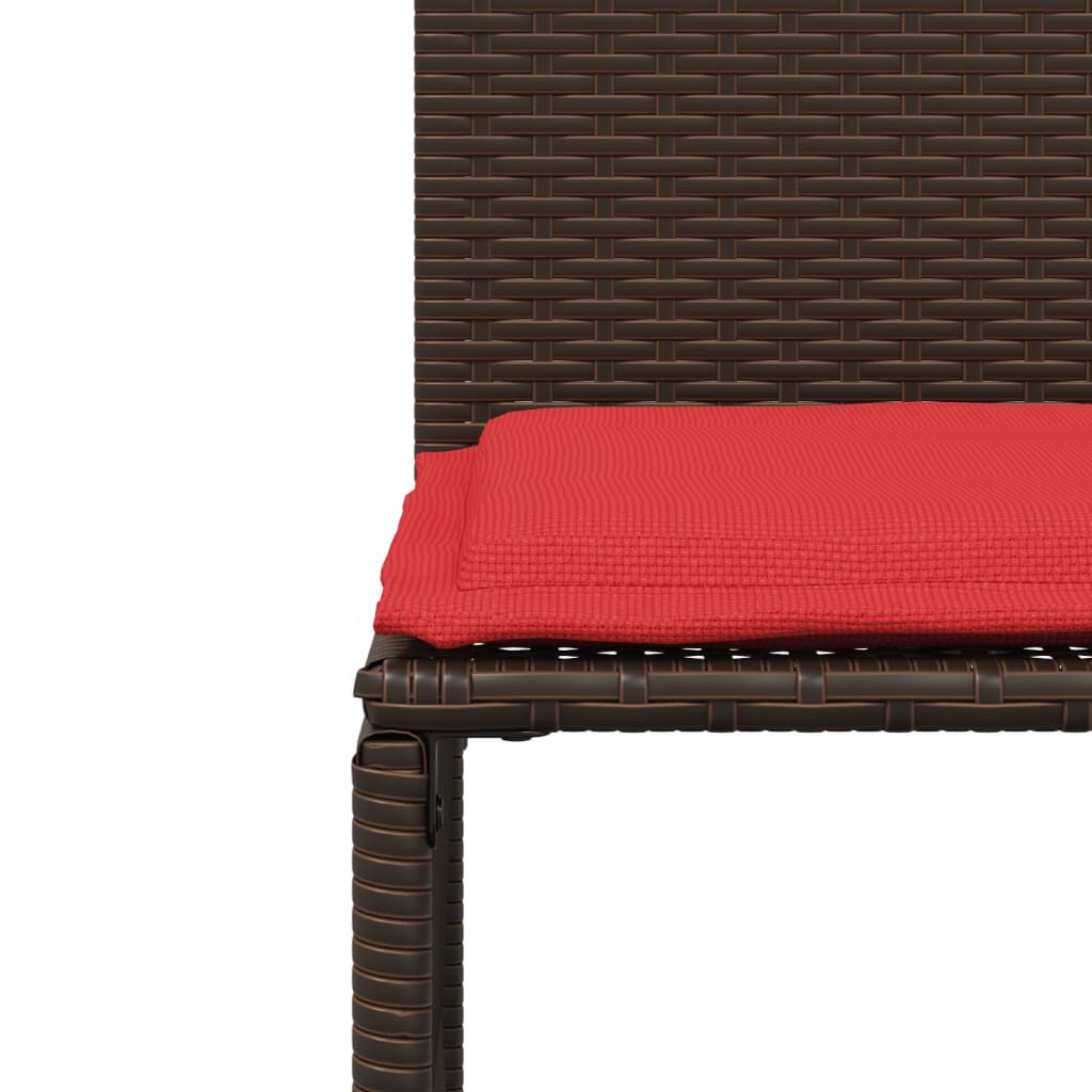 vidaXL 7 Piece Garden Dining Set with Cushions Brown Poly Rattan