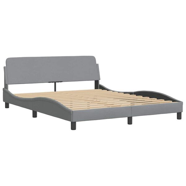 vidaXL Bed Frame without Mattress "Hvar" Light Grey 152x203 cm Fabric