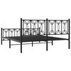 vidaXL Metal Bed Frame without Mattress with Footboard Black 150x200cm
