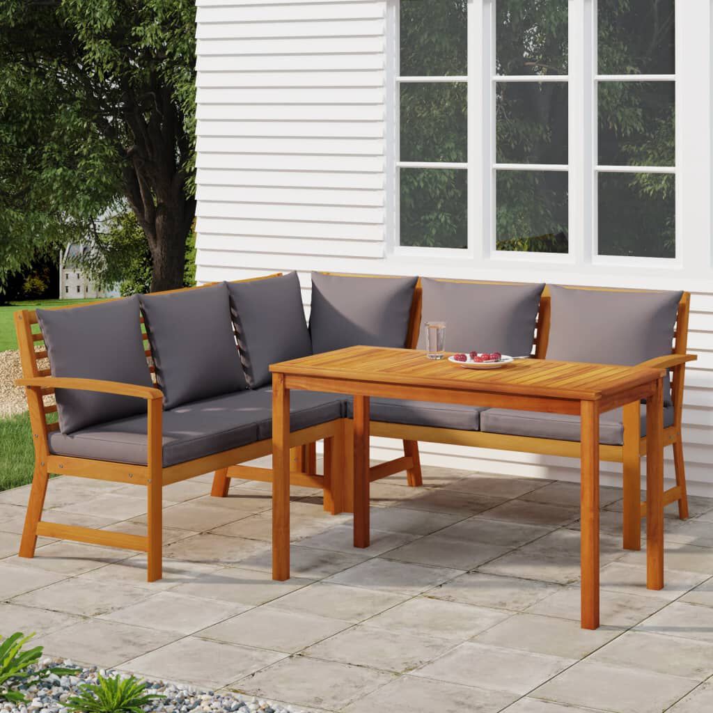 vidaXL 4 Piece Garden Dining Set with Cushions Solid Wood Acacia