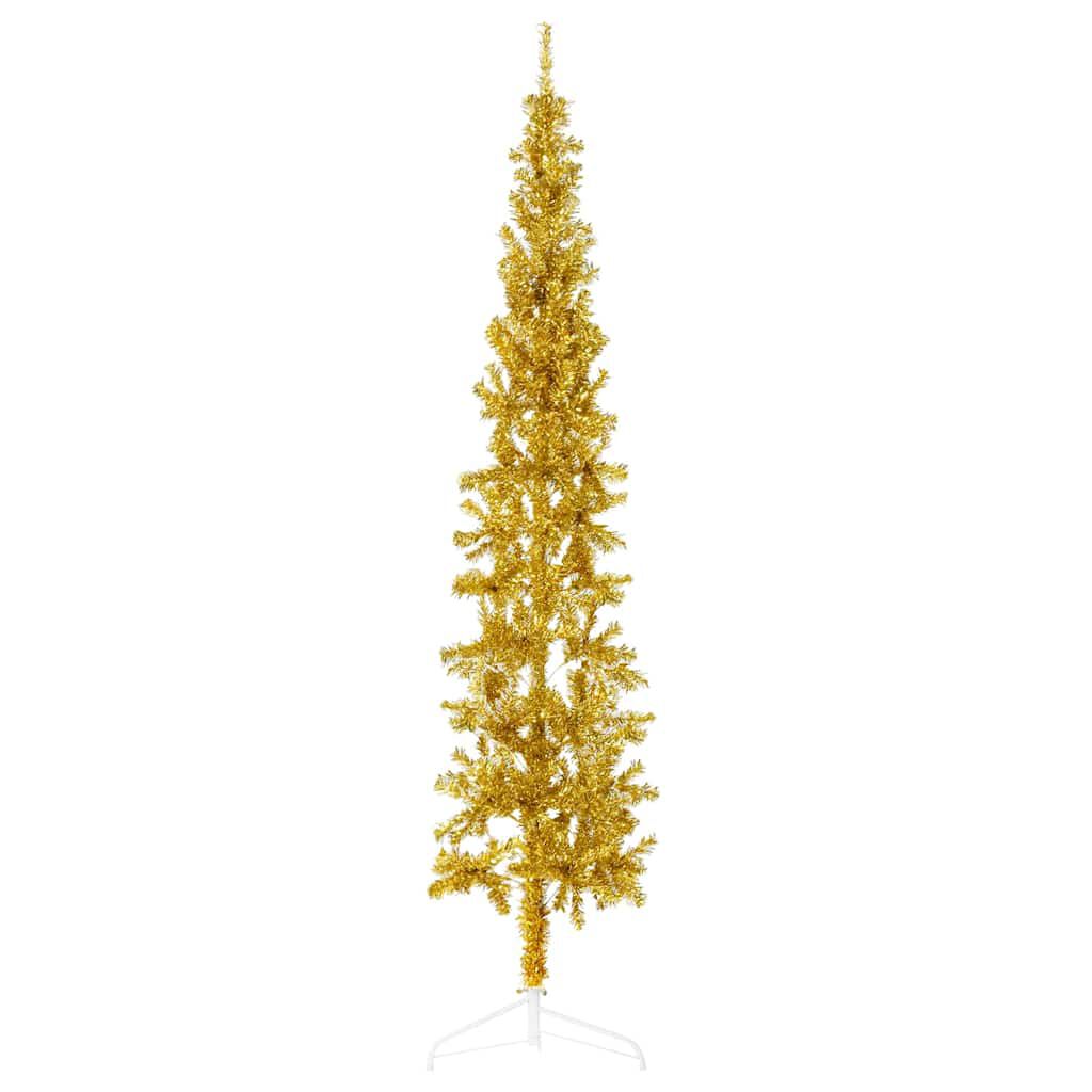 vidaXL Slim Artificial Half Christmas Tree with Stand Gold 240 cm