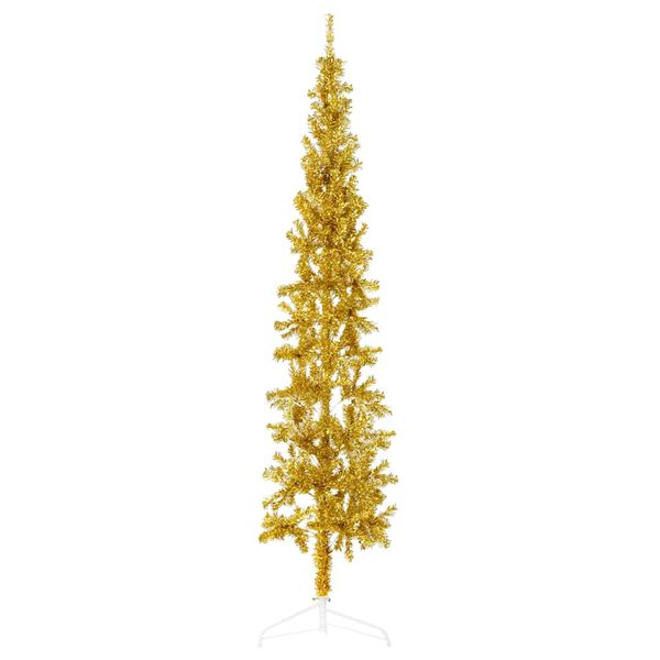 vidaXL Slim Artificial Half Christmas Tree with Stand Gold 240 cm
