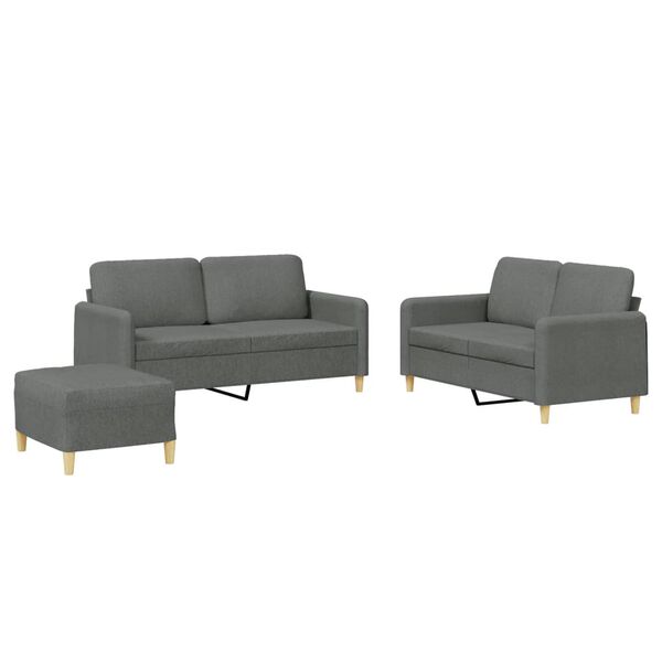 vidaXL 3 Piece Sofa Set with Cushions Dark Grey Fabric
