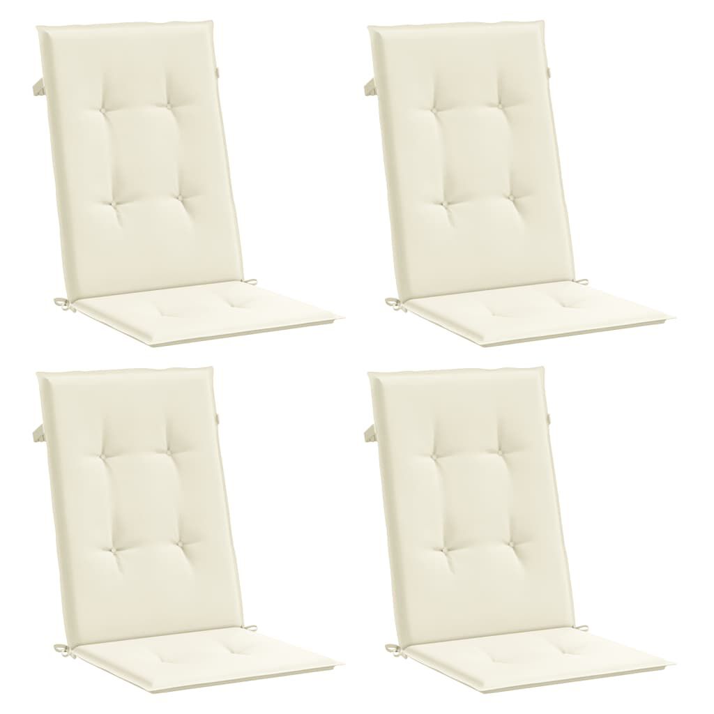 vidaXL Garden Highback Chair Cushions 4 pcs Cream 120x50x3 cm Fabric