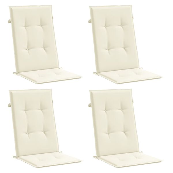 vidaXL Garden Highback Chair Cushions 4 pcs Cream 120x50x3 cm Fabric