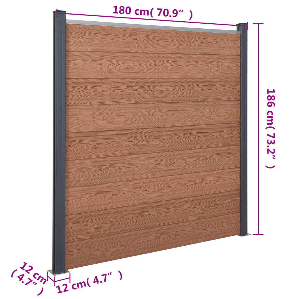 vidaXL Fence Panel Set Brown 353x186 cm WPC