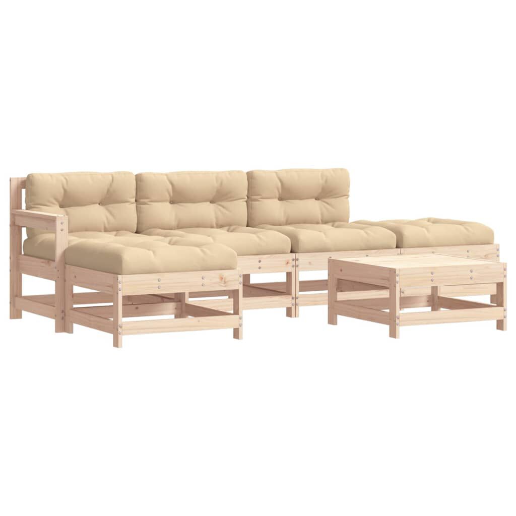 vidaXL 6 Piece Garden Lounge Set with Cushions Solid Wood