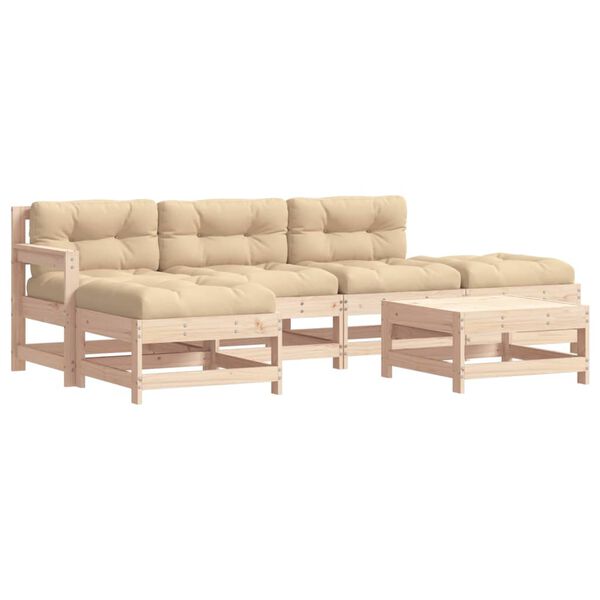 vidaXL 6 Piece Garden Lounge Set with Cushions Solid Wood