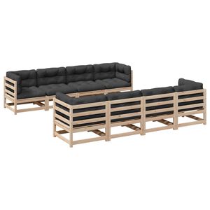 vidaXL 9 Piece Garden Sofa Set with Cushions Solid Wood Pine
