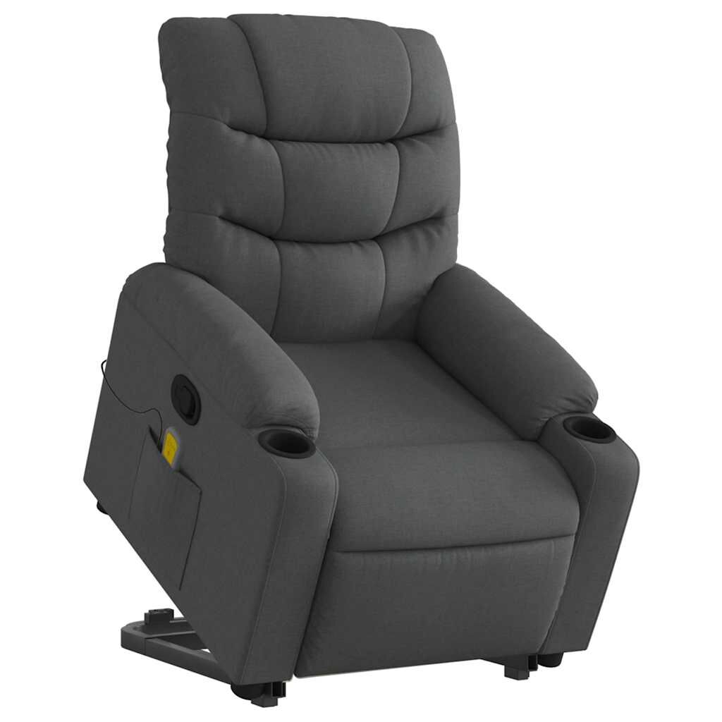 vidaXL Stand up Massage Recliner Chair Dark Grey Fabric