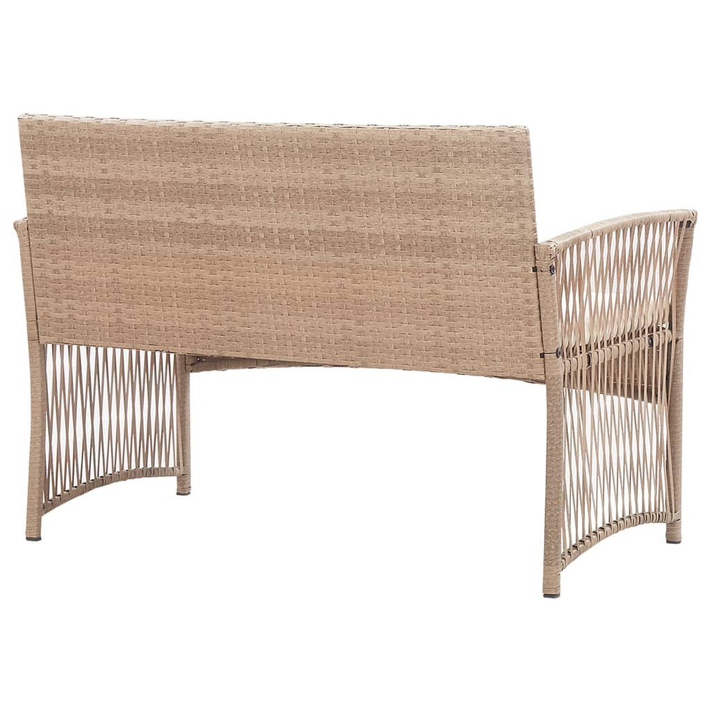vidaXL 4 Piece Garden Lounge Set with Cushion Poly Rattan Beige