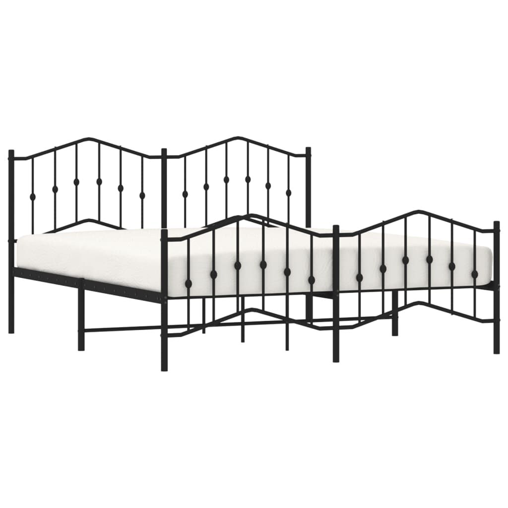 vidaXL Metal Bed Frame without Mattress with Footboard Black 183x213cm