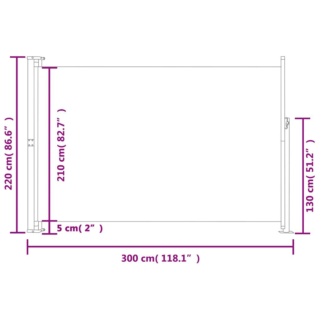 vidaXL Patio Retractable Side Awning 220x300 cm Cream