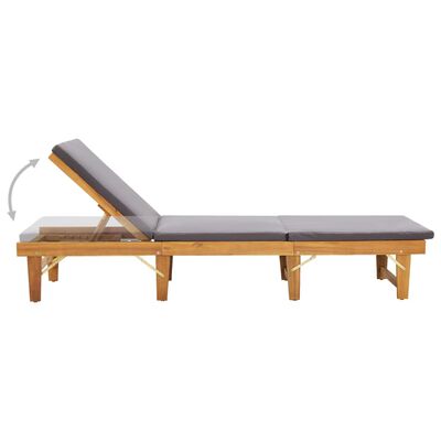 vidaXL Folding Sun Lounger with Cushion Solid Acacia Wood