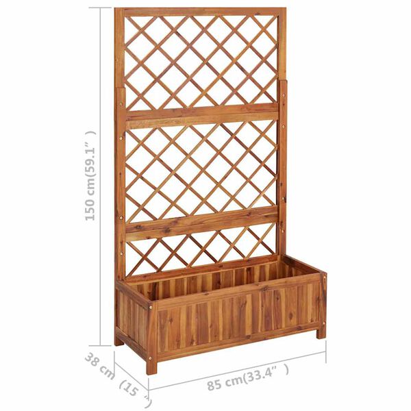 vidaXL Raised Bed with Trellis 85x38x150 cm Solid Acacia Wood