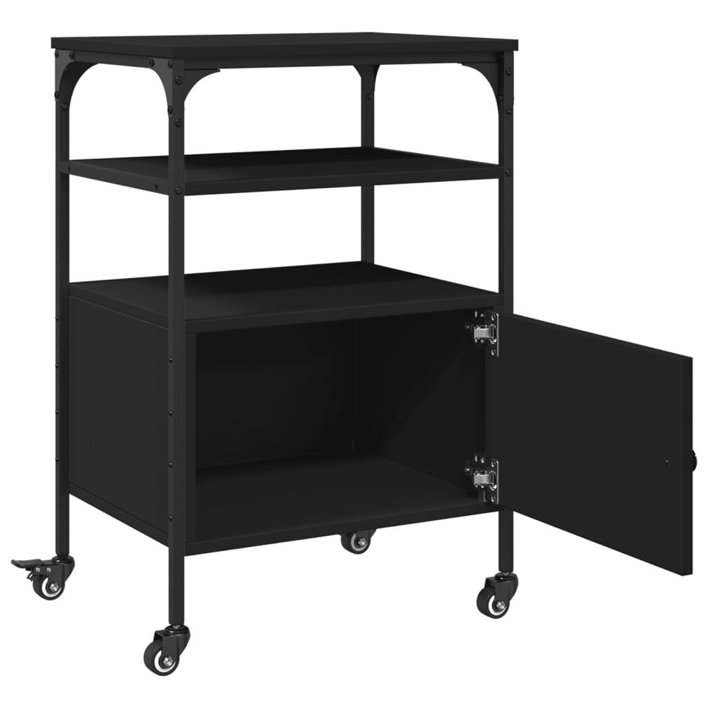 vidaXL Printer Stand 3-Tier Black 50x40x76 cm Engineered Wood