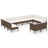 vidaXL 12 Piece Garden Lounge Set with Cushions Poly Rattan Brown