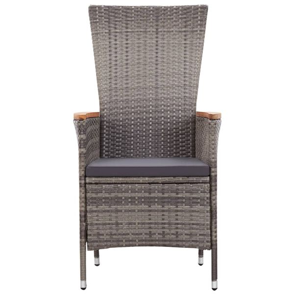 vidaXL Outdoor Chairs 2 pcs with Cushions Poly Rattan Grey