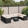 vidaXL 10 Piece Garden Lounge Set with Cushions Black Poly Rattan