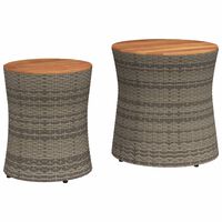 vidaXL Garden Side Tables 2 pcs with Wooden Top Grey Poly Rattan