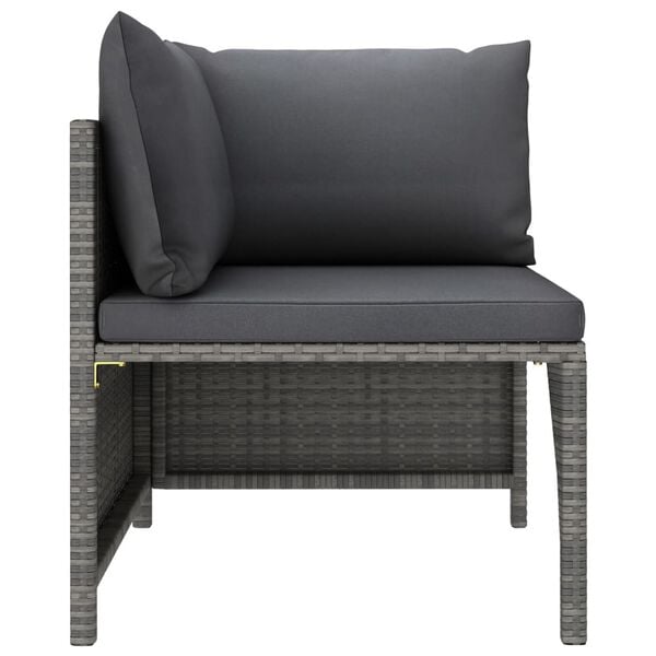 vidaXL 4 Piece Garden Lounge Set with Cushions Poly Rattan Grey