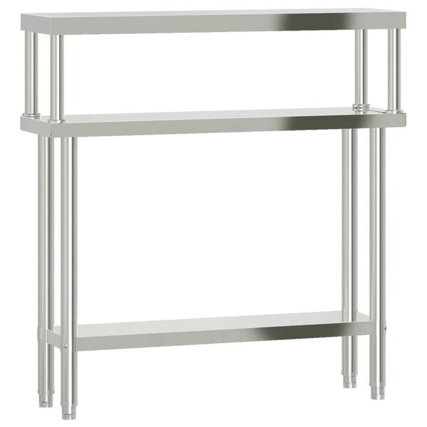 vidaXL Kitchen Work Table with Overshelf 110x30x120 cm Stainless Steel