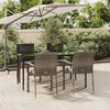 vidaXL 5 Piece Garden Dining Set with Cushions Black and Grey Poly Rattan
