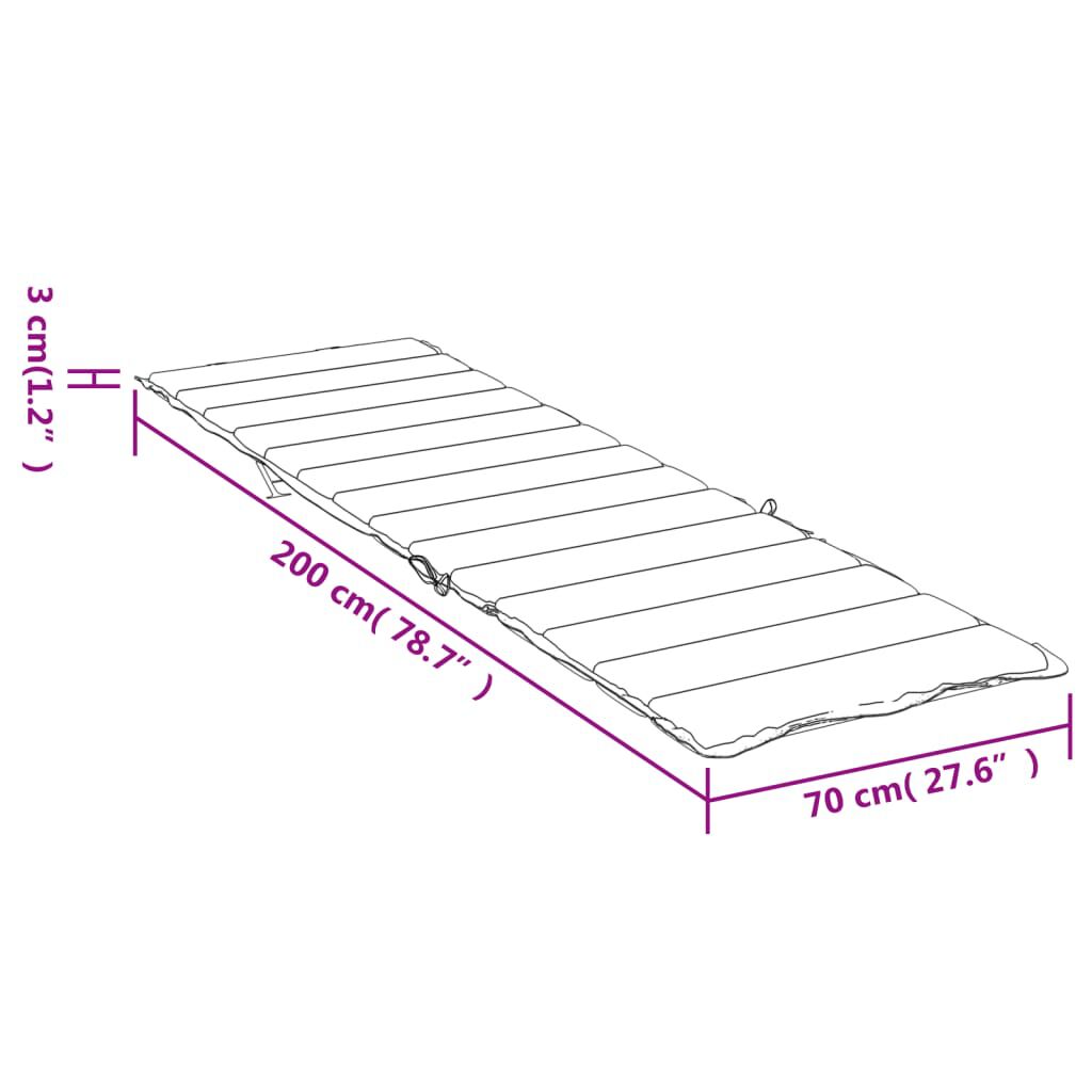 vidaXL Sun Lounger Cushion Anthracite 200x70x3cm Oxford Fabric
