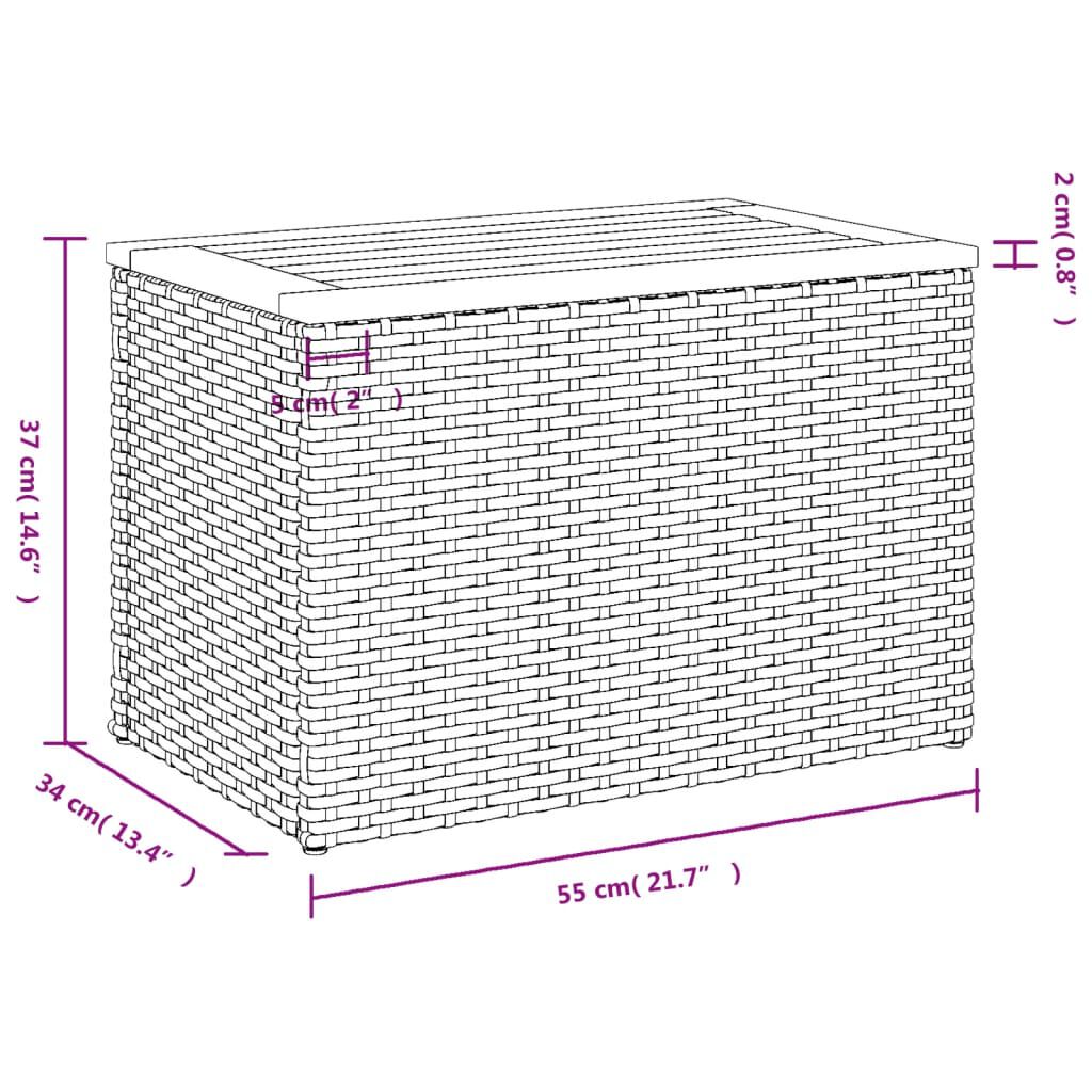 vidaXL Garden Side Tables 2pcs Beige 55x34x37cm Poly Rattan Solid Wood