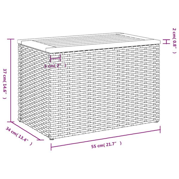 vidaXL Garden Side Tables 2pcs Beige 55x34x37cm Poly Rattan Solid Wood