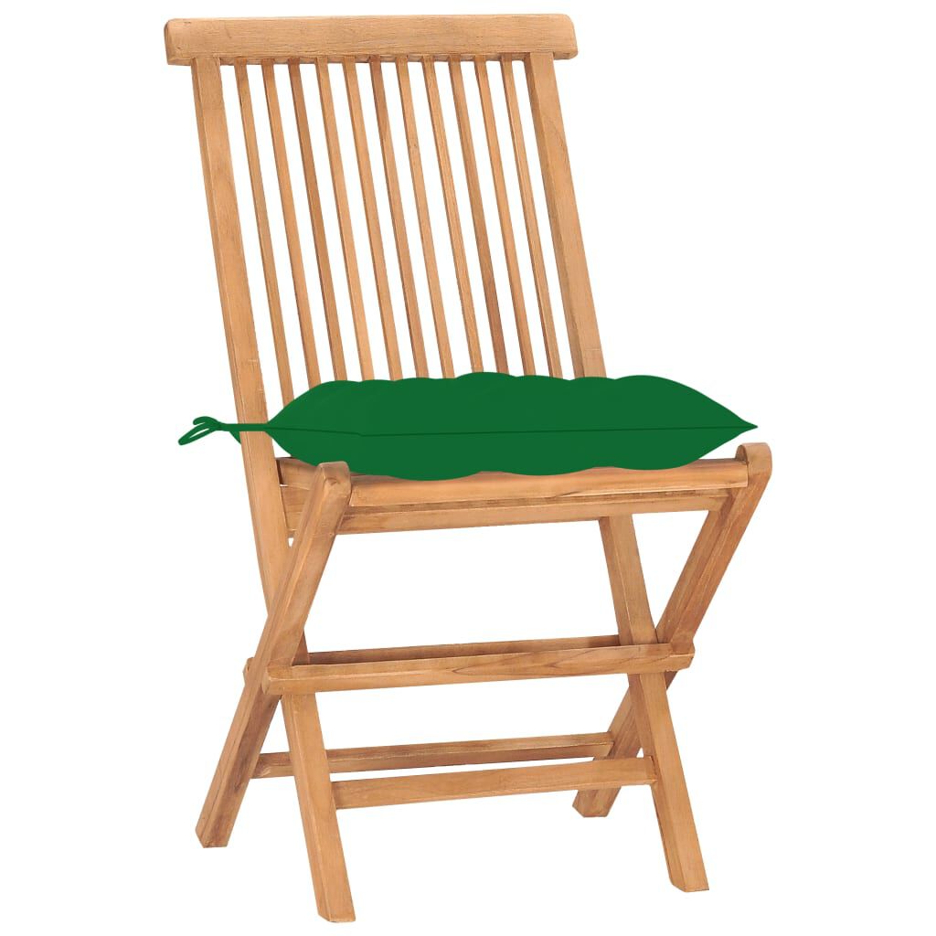 vidaXL 3 Piece Folding Outdoor Dining Set with Cushion Solid Teak Wood