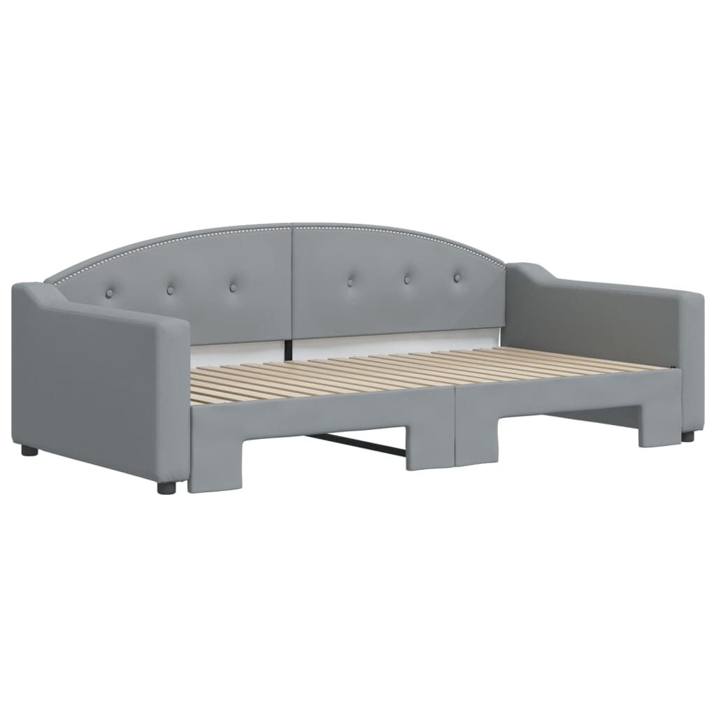 vidaXL Daybed with Trundle without Mattress Light Grey 100x190 cm
