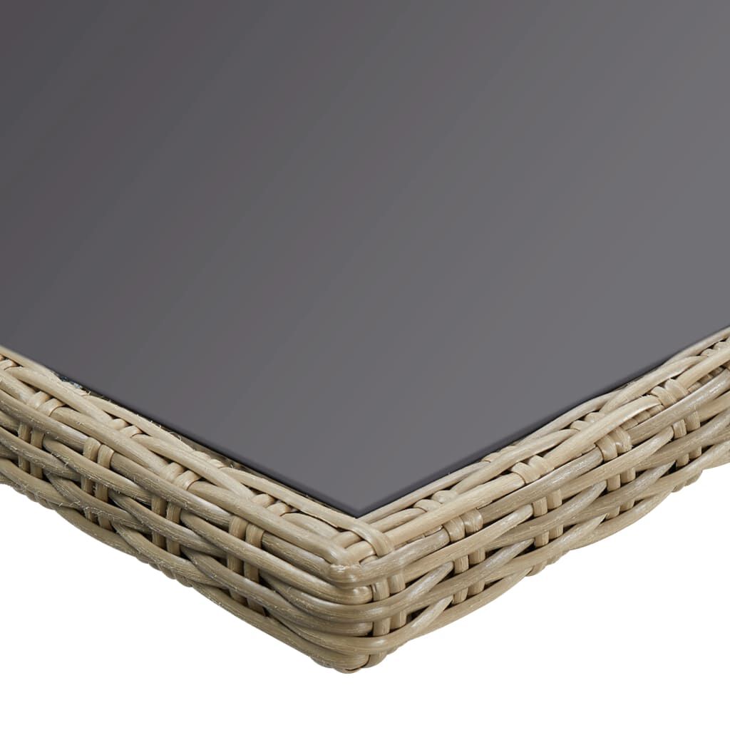 vidaXL Garden Dining Table Brown 200x100x74 cm Glass and Poly Rattan