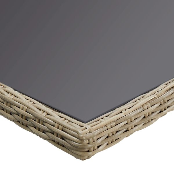 vidaXL Garden Dining Table Brown 200x100x74 cm Glass and Poly Rattan