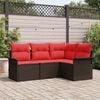 vidaXL Garden Sofa Set with Cushion Brown Poly Rattan