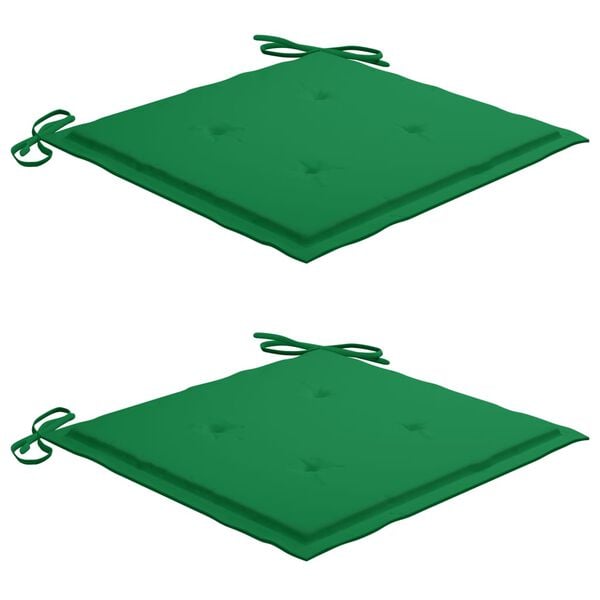 vidaXL Batavia Chairs 2 pcs with Green Cushions Solid Teak Wood