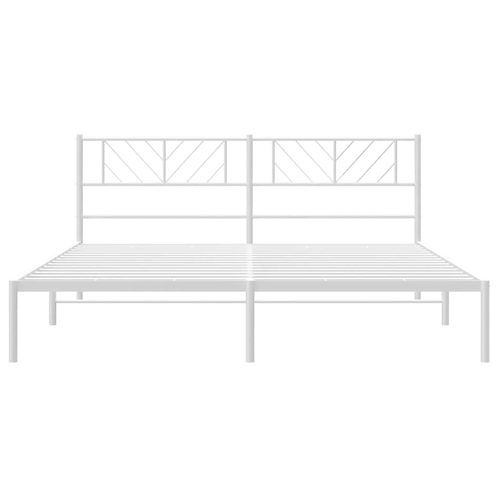 vidaXL Metal Bed Frame without Mattress with Headboard White 193x203cm