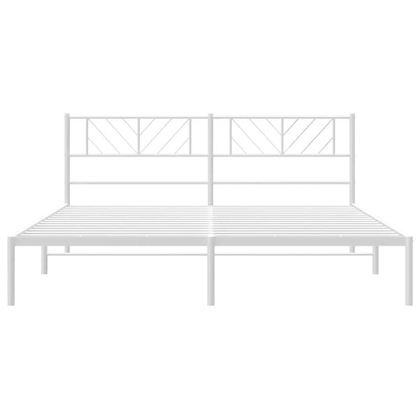 vidaXL Metal Bed Frame without Mattress with Headboard White 193x203cm