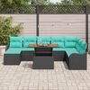 vidaXL Garden Sofa Set with Cushion 9 pcs Black and blue