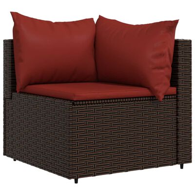 vidaXL 3 Piece Garden Lounge Set with Cushions Brown Poly Rattan