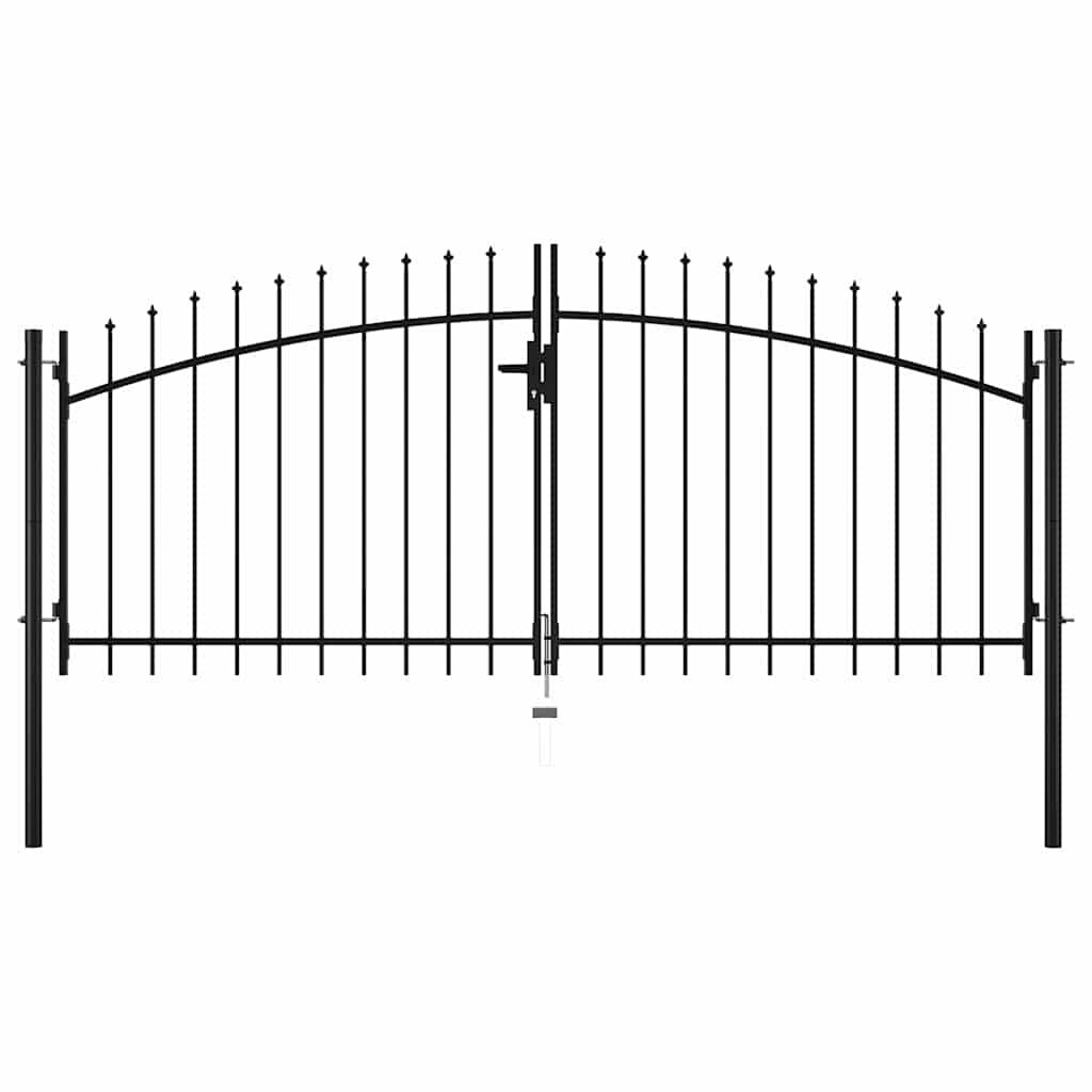 vidaXL Double Door Fence Gate with Spear Top 300x150 cm