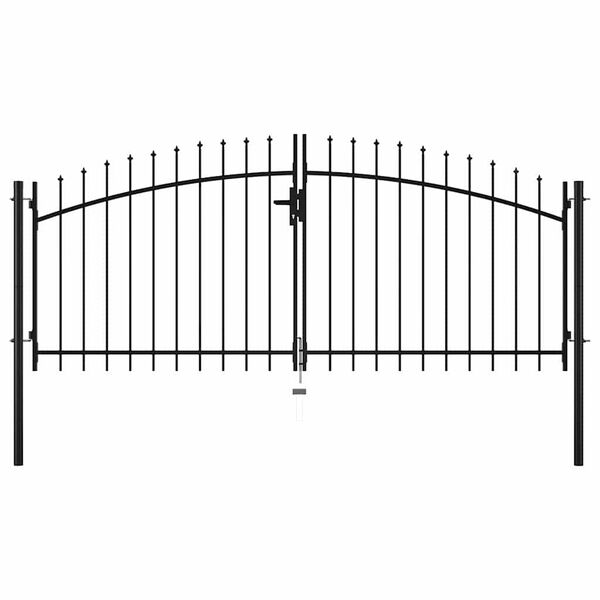 vidaXL Double Door Fence Gate with Spear Top 300x150 cm