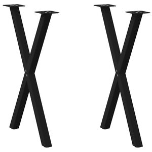 vidaXL Dining Table Legs X-Shaped 2 pcs Black 57x(72-73) cm Steel