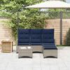 vidaXL 3 Piece Garden Sofa Set with Cushions L-shaped Grey Poly Rattan